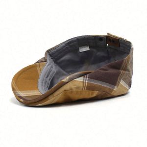 Casquette Gavroche Britannique en Coton Décontractée Tendance Automne Hiver Rétro à Carreaux Color Block Respirante Confortable Unisexe Sport - Product Image 6
