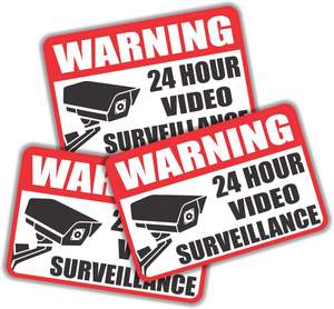 Pegatina de videovigilancia de advertencia roja autoadhesiva, <span class=keywords><strong>24</strong></span> <span class=keywords><strong>horas</strong></span> monitoreadas por <span class=keywords><strong>pegatinas</strong></span> de cámara de seguridad - Product Image 4