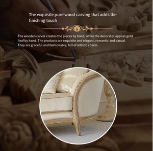 Nordic <strong>Neo</strong>-Classical Solid Wood Carving Sofa - French <strong>Luxury</strong> Villa Living Room Single-Three Person Fabric Sofa Set - Product Image 5