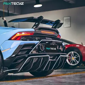 兰博基尼Huracan EVO 2019-Paktechz干碳纤维车身套件后保险杠唇后扩散器-