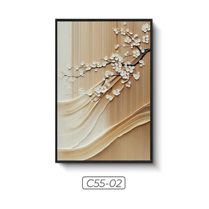 Peinture murale abstraite de luxe HALO, art miroir 3D, décoration en forme de vague de fleurs de cerisier, fabricant vietnamien OEM ODM - Product Image 1