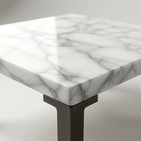 Table basse carrée aspect marbre blanc avec tiroirs pour salon et hôtel