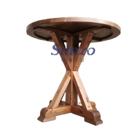 Table ronde en pin antique, table à mâmelle robuste, table à mâmelle en bois massif sur mesure pour la location d'événements