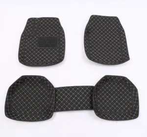 Hot sale universal washable handmade VV hand sewing 5D car floor mat luxury leather 3D car mat waterproof