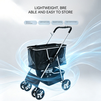 Nouvelle poussette double pour animaux de compagnie, pliable en un clic, chariot de camping détachable, panier de courses multifonctionnel pour l'extérieur
