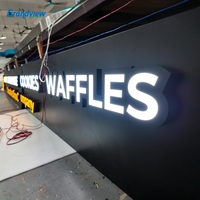 Enseignes lumineuses 3D à lettres en relief en acier inoxydable, portables, pour la publicité en vitrine, la décoration de magasins, de bureaux et de commerces