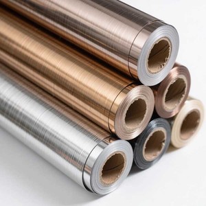Muestra gratis nuevo diseño pegatina rollos Pvc autoadhesivo metálico oro <span class=keywords><strong>vinilo</strong></span> cepillado Metal película decorativa <span class=keywords><strong>para</strong></span> <span class=keywords><strong>armarios</strong></span> - Product Image 1