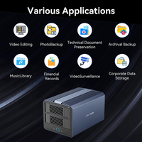 Thunderbolt 4 40Gbps 4-Bay Hybrid SSD HDD Enclosure M.2 NVMe 2.5/3.5 SATA Case 8K DP 76TB Aluminium