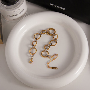 Stainless Steel Color Blocked Link <b>Bracelet</b> With <b>Crystal</b> Inlay For Women Gift Jewelry - Product Image 4