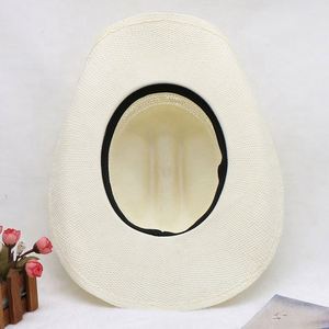 Custom Adult Unisex Casual Outdoor Travel Paper <b>Straw</b> Cowboy <b>Hat</b> with Wide Brim for Summer - Product Image 3