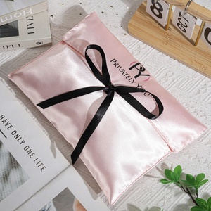 Custom Logo Printed <strong>Satin</strong> Packaging Bag With Ribbon Pink Silk <strong>Pouch</strong> Envelope Hair Bundle Wig Underwear Storage <strong>Satin</strong> Dust Bag - Product Image 4