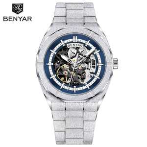 Nouvelle vente flash BENYAR 5121 Montre mécanique de luxe pour homme, 3 BAR étanche, bracelet en acier inoxydable, chronomètre d'affaires - Product Image 1