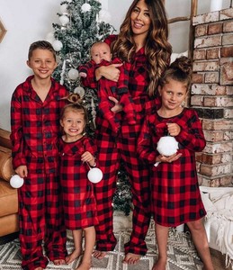 Conjuntos familiares de Navidad 2 piezas Pjs de Navidad Pijamas a cuadros de Navidad rojos Conjuntos de pijamas de Navidad familiares a juego - Product Image 6