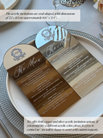 Carte de menu de mariage en acrylique miroir argenté faite à la main, décoration de table rustique de luxe pour la Saint-Valentin