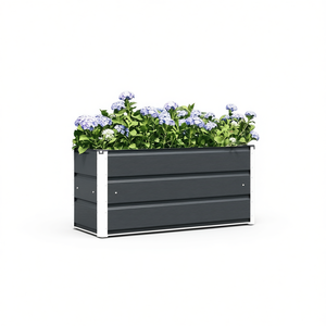 Anthracite Steel Planter 39.37 X 15.75 X 17.72 In <b>Rectangular</b> Outdoor <b>Flower</b> <b>Pot</b> Modern Garden Planter - Product Image 1