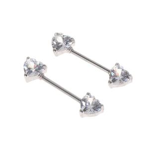 Joyería al por Mayor para Piercing de Pezón, en Acero Inoxidable 316L, Color Plateado, con Diamante Transparente y Corazón Rosa - Product Image 6