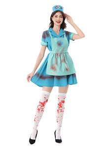 Costume de cosplay sexy d'infirmière ou de médecin pour femme, imprimé sanglant, pour Halloween 2026 – Robe de performance d'horreur - Product Image 2