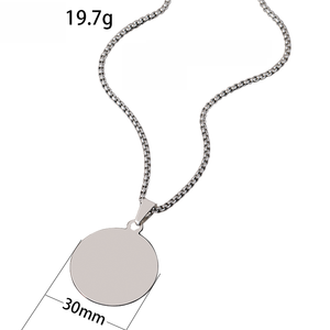 Ywyougang 맞춤형 창의적인 30mm 기하학적 블랭크 진주 목걸이 스테인리스 스틸 박스 체인 금도금/로즈골드 도금 가족 선물 - Product Image 6