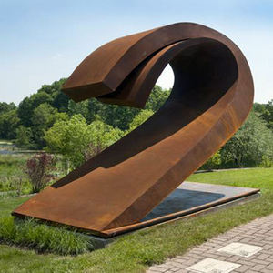 Scultura da Giardino in Metallo per Decorazione Esterna, Cerchio Spezzato in Acciaio Corten Piegato - Product Image 6