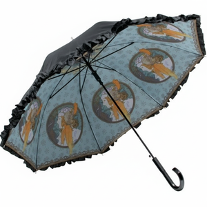 AU-02613 artistico volant Jump ombrello bronzo e rose per la collezione pioggia & sole Mucha - Product Image 1