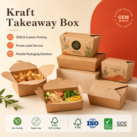Boîte à lunch en kraft résistante à la graisse pour les commandes de livraison de repas, logo personnalisé, fourniture