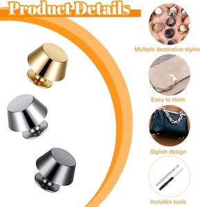 LXUEJIE Set Purse Feet For <b>Handbags</b> And Hollow Hole Puncher Screwdriver Screw Back Stud Purse Feet Nailhead Brass Studs Rivets F - Product Image 3