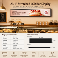 Pantalla LCD Profesional de Barra Estirable 12:1, Pantalla Industrial con Sistema Android para Comercio Minorista, Transporte y Comercio