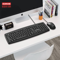 Sunrose T13s Clavier de jeu filaire mince 104 touches pleine taille Plug-and-Play étanche ergonomique Ensemble souris 3 touches