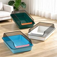 Bac à litière semi-fermé à design ouvert, facile à nettoyer, en plastique, surdimensionné, anti-éclaboussures, pour chat, rehaussé et épaissi, capacité 20L