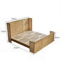 Nouveaux lits en rotin tressé pour appartement, tailles Queen et King, lits en bois classiques traditionnels, mobilier de maison, lits en bois de 1,5 m et 1,8 m pour hôtel