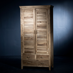 Armario de Madera Maciza con Puerta de Celosía y Cajones, Mueble Rústico Estilo Granja para Dormitorio - Product Image 1