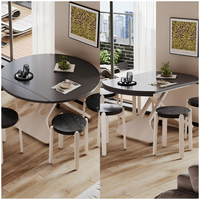 Mesa Elevadora Extensible Multifuncional Moderna, Mesa de Comedor Convertible en Mesa de Café, Forma Ovalada y Cuadrada Ajustable, Muebles para el Hogar