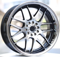 Jantes en alliage de tuning pour voiture de tourisme 18x9/10.5, modèle sport moulé, finition noir brillant / face usinée / lèvre chromée polie