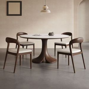 Nordico moderno minimalista in legno massello in pelle sedia da pranzo schienale Design portatile per l'home Office Hotel ristorante noce - Product Image 4