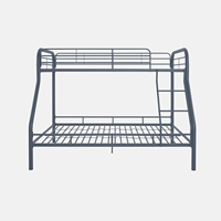 Lits superposés en acier avec escalier, double sur grand lit, pour enfants, design de sécurité à faible hauteur avec barrières de sécurité, faciles à monter, pour appartements et petits espaces