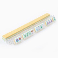 Jeu de Mahjong américain gravé à 4 couches, 160 tuiles, avec tapis en losanges émeraude et motif citron chiffon