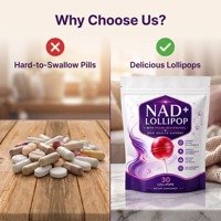Sucettes OEM ODM à faible teneur en sucre NAD+ avec Trans-Resvératrol pour la santé cellulaire et la vitalité, 30 unités, complément alimentaire, bonbons gélifiés
