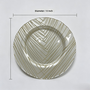 Platos <span class=keywords><strong>de</strong></span> Cristal Blanco <span class=keywords><strong>de</strong></span> 13 Pulgadas <span class=keywords><strong>con</strong></span> Líneas Geométricas Doradas, Platos Decorativos para Cena, para Banquetes <span class=keywords><strong>de</strong></span> Boda, Decoración <span class=keywords><strong>de</strong></span> Mesa <span class=keywords><strong>de</strong></span> Hotel - Product Image 5