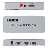Répartiteur HD 8K 60Hz 1x2, 1 entrée 2 sorties, commutateur HD 2.1, 48 Gbps, prise en charge EDID RS232 IR, 4K 120Hz HDR pour PS5 Xbox Moniteur TV