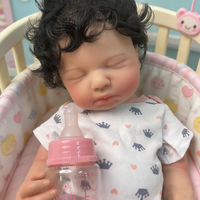 Poupée Reborn en silicone noire à cheveux bouclés de 20 pouces, avec bouche ouverte et sucette, jouets personnalisés pour les collectionneurs de poupées et la simulation parentale