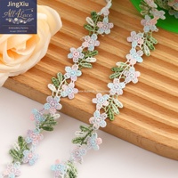 Dentelle florale soluble dans l'eau colorée pour robes, vêtements pour enfants, accessoires de couture DIY