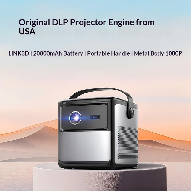 DLP Portable Projector for Hotel B&B Home Use,  Wall Projection for Bedroom, Wireless Phone Screen Cast for Outdoor