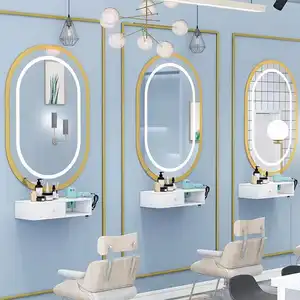 Venta al por mayor de muebles de salón de peluquería moderna espejo de salón de belleza espejo de baño