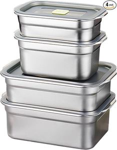Stainless Steel Food Storage Containers with Airtight Lids Set Stackable Leak Proof <b>Metal</b> <b>Lunch</b> Bento <b>Box</b> Dishwasher Safe - Product Image 6
