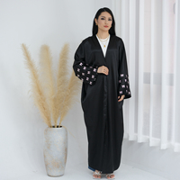 Nouvelle Abaya Loriya 2026 noire, modèles d'Abaya ouverte avec manches à nœuds, vêtements modestes pour femmes, vêtements islamiques, Abaya musulmane noire