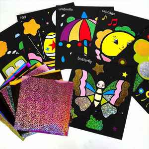 <b>Creative</b> Travel Toys Birthday <b>Gift</b> Girls Boys Arts & Crafts Supplies Mess Free Colorful Stickers Foil Art Kit for Kids - Product Image 1
