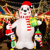Décoration de jardin gonflable de Noël : Pingouin et Ours polaire animés gonflables, vente en gros d'usine