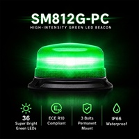 SM812G-PC Mini balise LED rotative à large plage de tension 12-24V avec base en aluminium, lampe de signalisation d'urgence pour tracteur