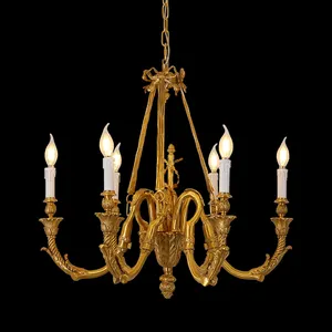 JewelleryTop french luxury lights lampada a sospensione in bronzo dorato semplice lampadario a ramo barocco