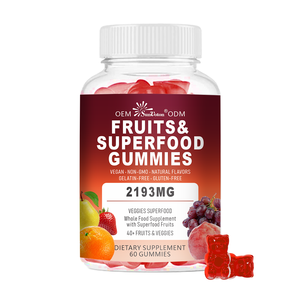 Gummies aux fruits et superaliments OEM |   Stimulez l'énergie, renforcez l'immunité et améliorez la santé digestive |   Mélange de superaliments végétaliens 40+ fruits et légumes, complément alimentaire - Product Image 1